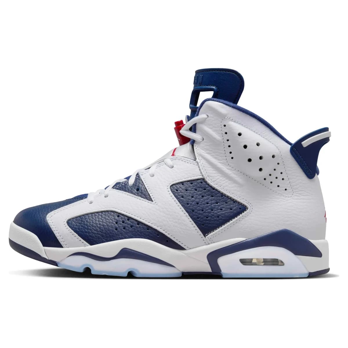 Air Jordan 6 Retro Olympic. Vista 1 del modelo. Imagen de catálogo del producto.