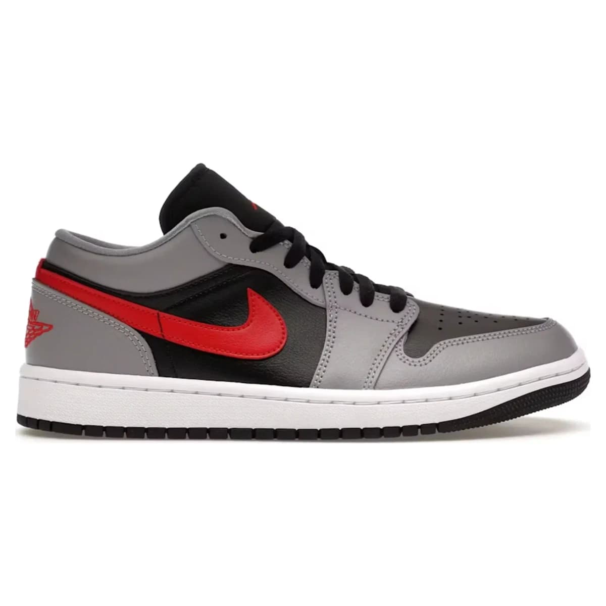 Air Jordan 1 Low Cement Fire Red. Vista 1 del modelo. Imagen de catálogo del producto.