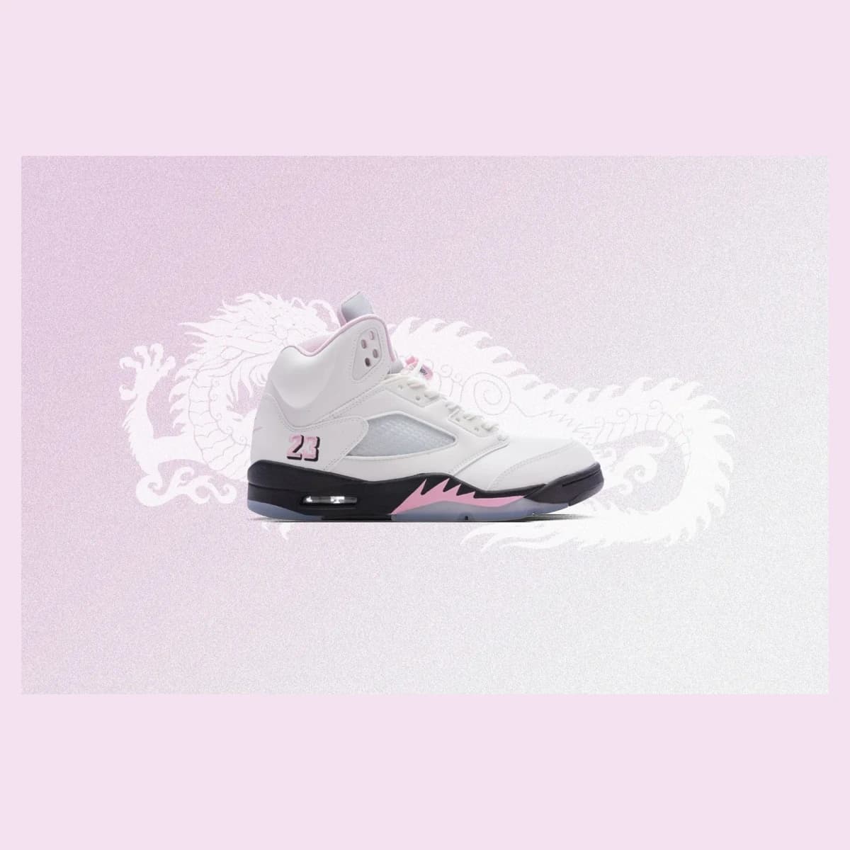 Air Jordan 5 Medium Soft Pink. Vista 1 del modelo. Imagen de catálogo del producto.